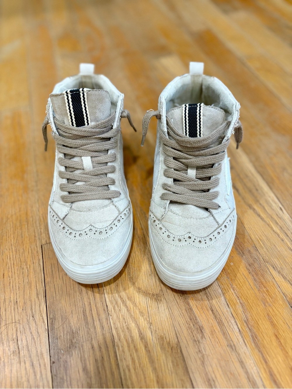 ShuShop Cream, Tan & Bronze Gold Women’s High-Top Sneakers